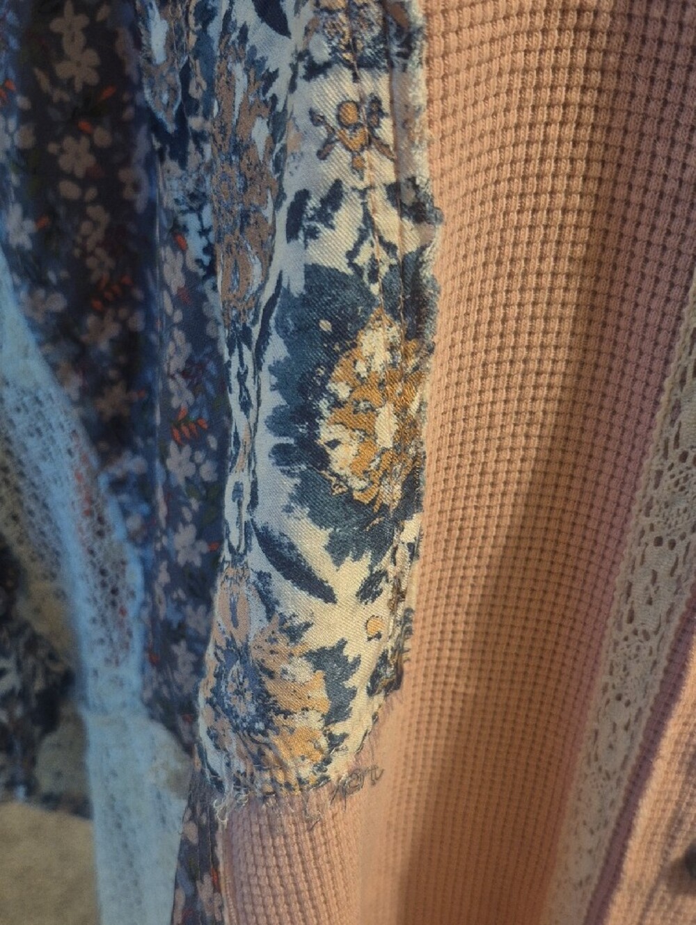 POL Patchwork Floral & Lace Blazer Jacket in Pink, Blue, and Cream - Picture 9 of 13